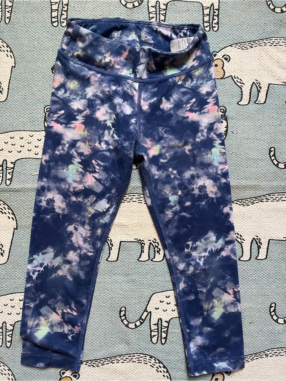 Athleta Girls Navy Tie-Dye Active Leggings